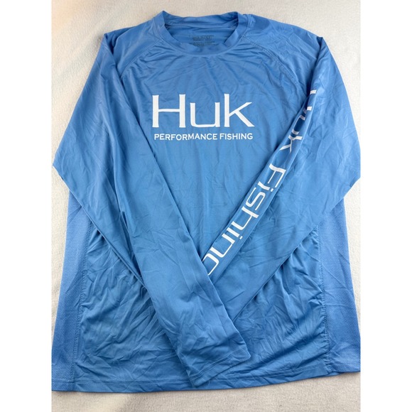 Huk Performance Fishing Long Sleeve Shirt Mens Medium Blue - Picture 1 of 10